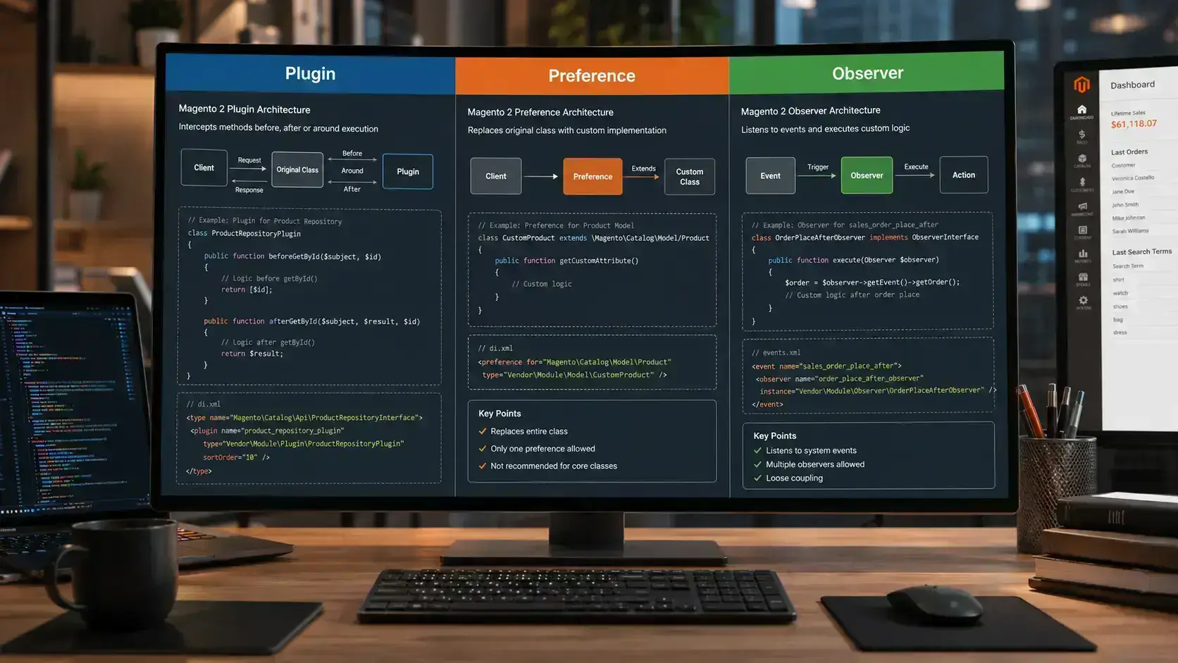 Magento 2 Plugin vs Preference vs Observer: Differences and Best Practices